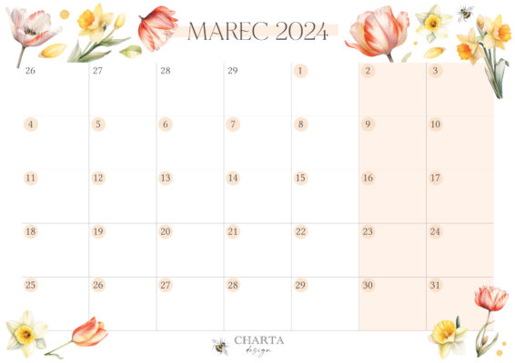 mesačný plánovač marec
