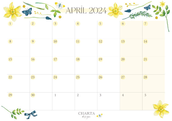 mesačný plánovač apríl