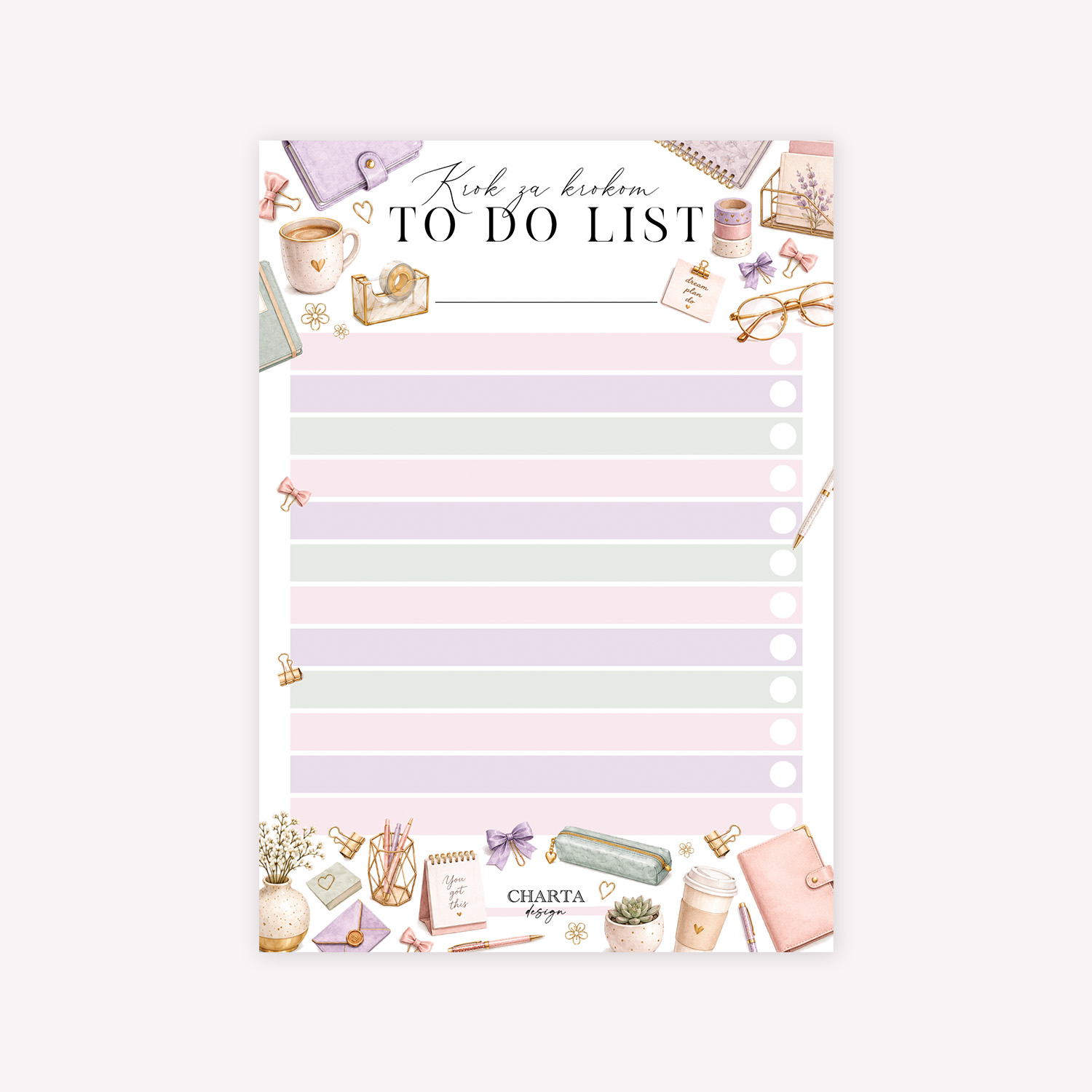 trhací blok - to do list pastel