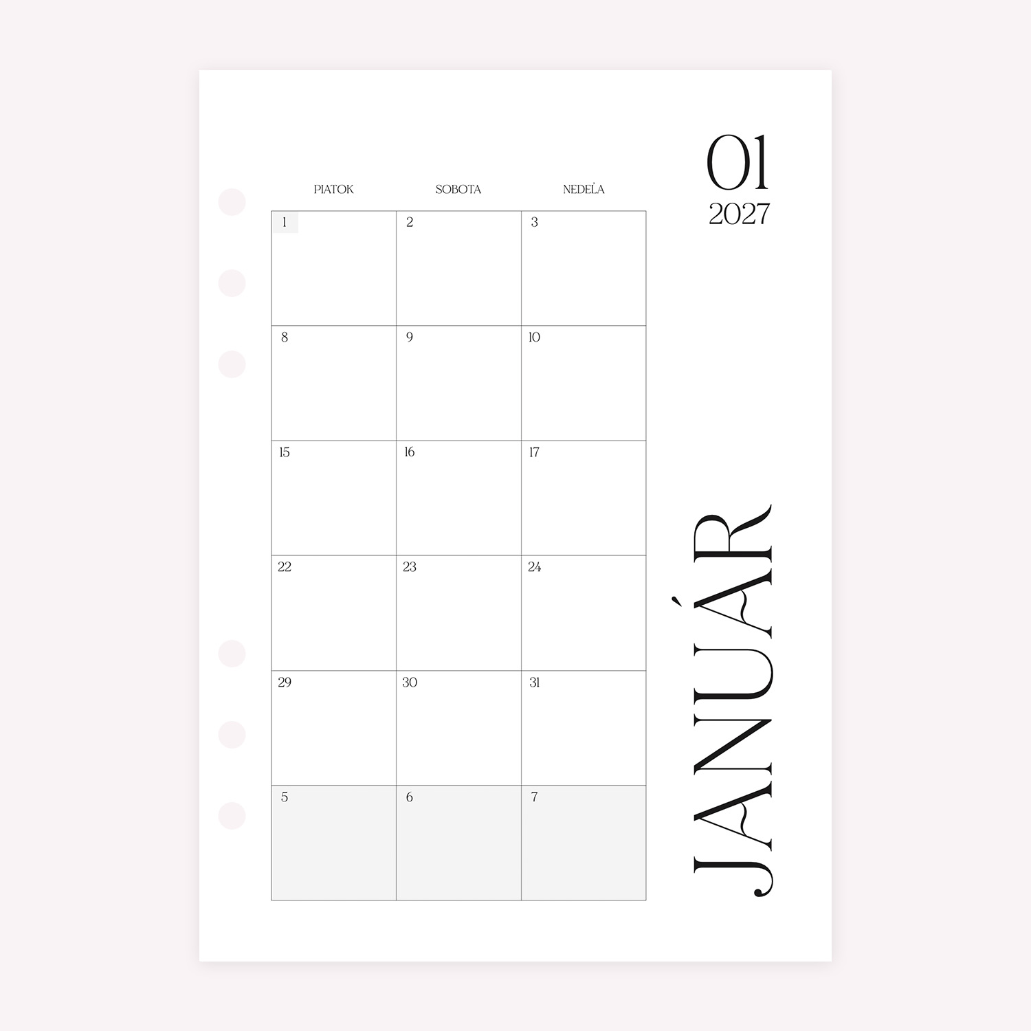 napln_diar_januar2027 diár 2027 - mesačný prehľad január