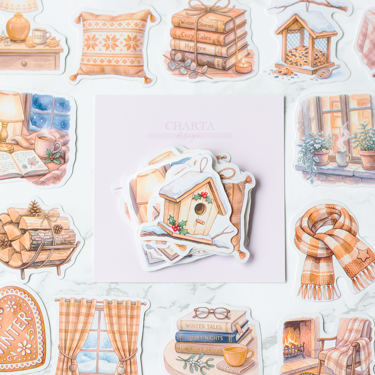 set nálepiek cozy winter